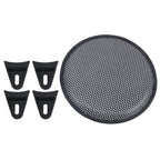 Car Auto Metal Mesh Black Round Hole Subwoofer Loudspeaker Protective Cover Mask Kit with Fixed Holder, 12 Inch