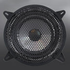 Car Auto Metal Mesh Black Round Hole Subwoofer Loudspeaker Protective Cover Mask Kit with Fixed Holder, 12 Inch