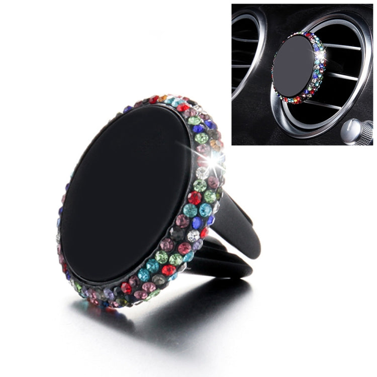Car Diamond Magnetic Air Outlet Mobile Phone Holder — Colourful White