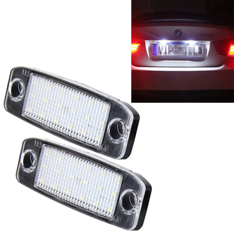 2 PCS LED License Plate Light with 18 SMD-3528 Lamps for Hyundai Sonata, 2W 120LM, 6000K, DC12V(White Light)