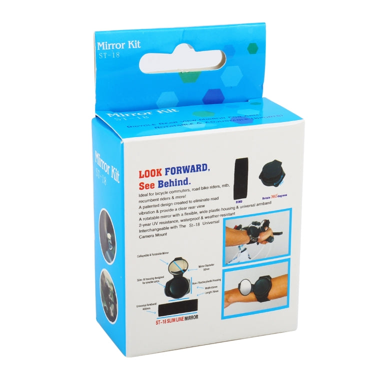 Bicycle 360 Degree Back Mirror Arm Wrist Strap Rear View Mirror