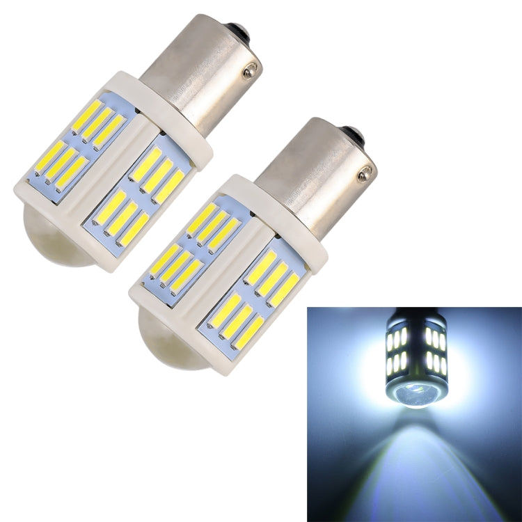 2 PCS 1156 / BA15S 4.5W DC 12V 6000K 290LM Car Auto Ceramics Turn Lights / Reversing Light 27LEDs SMD-7020 Lamps, with Projector Lens