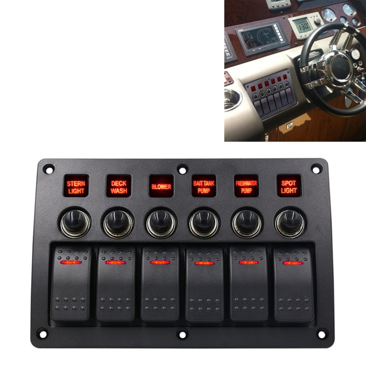 Switches Combination Switch Panel with Light and Projector Lens for Car RV Marine Boat, 3Pin 6 Way