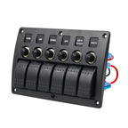Switches Combination Switch Panel with Light and Projector Lens for Car RV Marine Boat, 3Pin 6 Way — 3Pin 6 Way