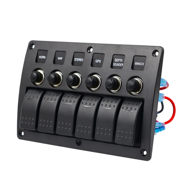 Switches Combination Switch Panel with Light and Projector Lens for Car RV Marine Boat, 3Pin 6 Way — 3Pin 6 Way