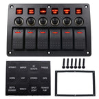 Switches Combination Switch Panel with Light and Projector Lens for Car RV Marine Boat, 3Pin 6 Way — view 8