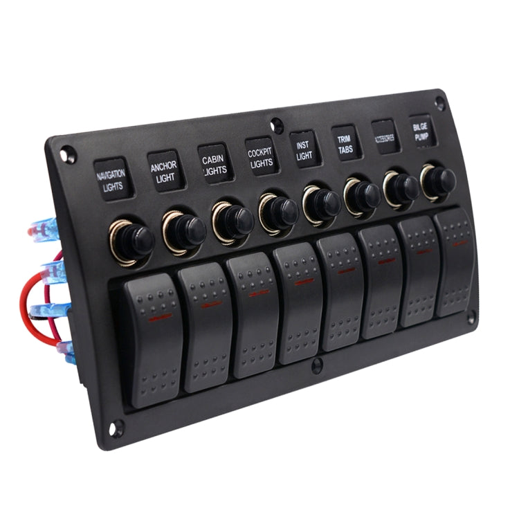 Switches Combination Switch Panel with Light and Projector Lens for Car RV Marine Boat, 3Pin 8 Way