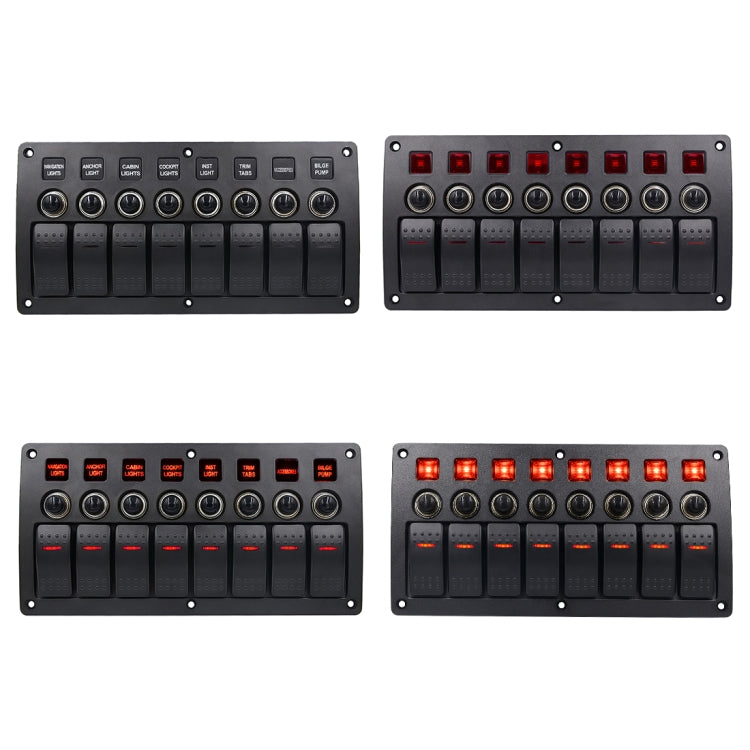 Switches Combination Switch Panel with Light and Projector Lens for Car RV Marine Boat, 3Pin 8 Way
