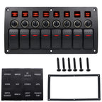 Switches Combination Switch Panel with Light and Projector Lens for Car RV Marine Boat, 3Pin 8 Way