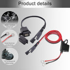 Motorcycle 5V 2.1A Waterproof USB Charger Kit SAE to USB Adapter, with Extension Harness