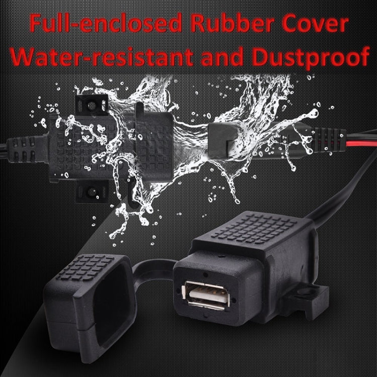 Motorcycle 5V 2.1A Waterproof USB Charger Kit SAE to USB Adapter, with Extension Harness
