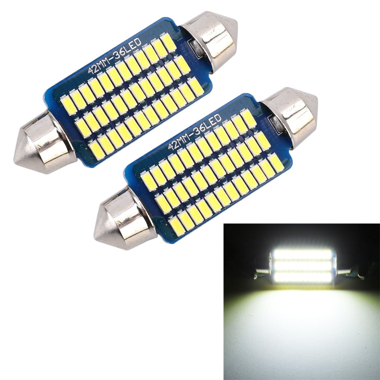 2 PCS 41mm DC12V / 1.5W / 6000K / 100LM 36LEDs SMD-3014 Car License Plate Light / Dome Light, with Decoder, 1.5W 41mm
