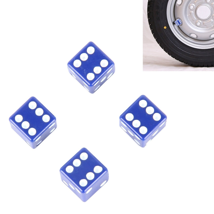 4 PCS Plastic Plated Dice Shape Universal Tire Valve Stem Cap, Dice Shape 6