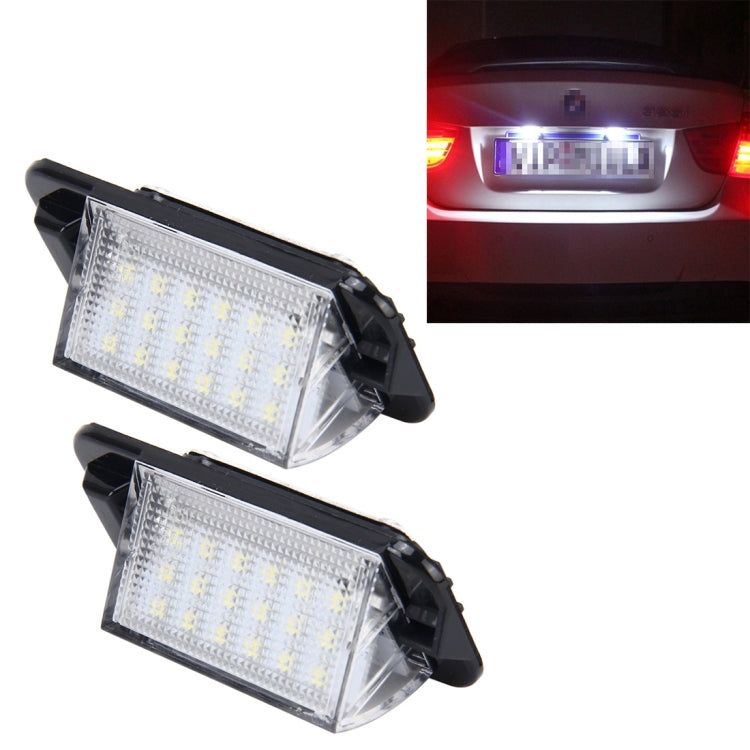 2 PCS License Plate Light with 18 SMD-3528 Lamps for BMW E36(1992-1998)，2W 120LM, 6000K, DC12V (White Light)
