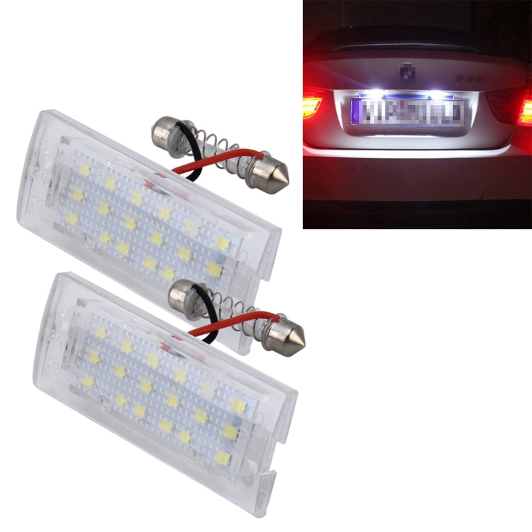 2 PCS License Plate Light with 18 SMD-3528 Lamps for BMW E53(X5), 2W 120LM, 6000K, DC12V (White Light)