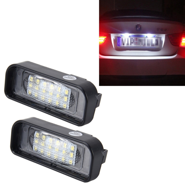 2 PCS License Plate Light with 18 SMD-3528 Lamps with Canbus for Mercedes-Benz W220, 2W 120LM, 6000K, DC12V(White Light)