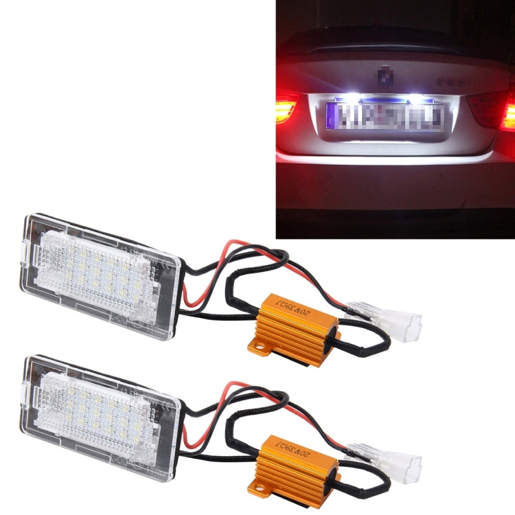 2 PCS License Plate Light with 18 SMD-3528 Lamps for Volkswagen, 2W 120LM, 6000K, DC12V(White Light)