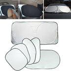 Summer Accessories Coated Silver Car Sun Shade Cloth Set, 6 in 1