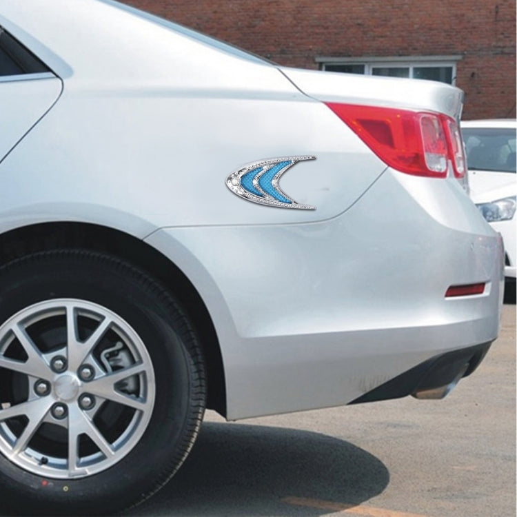 2 PCS Car Plastic Decorative Sticker, Size: 10.0 x 5.0cm(Silver + Blue)
