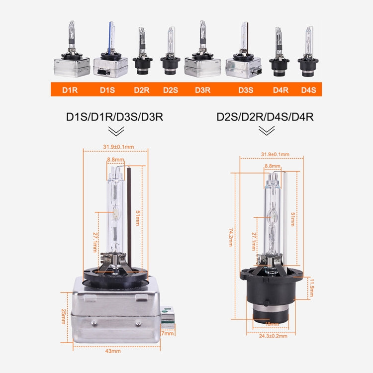 2 PCS D4S 35W 3800 LM 8000K HID Bulbs Xenon Lights Lamps, DC 12V