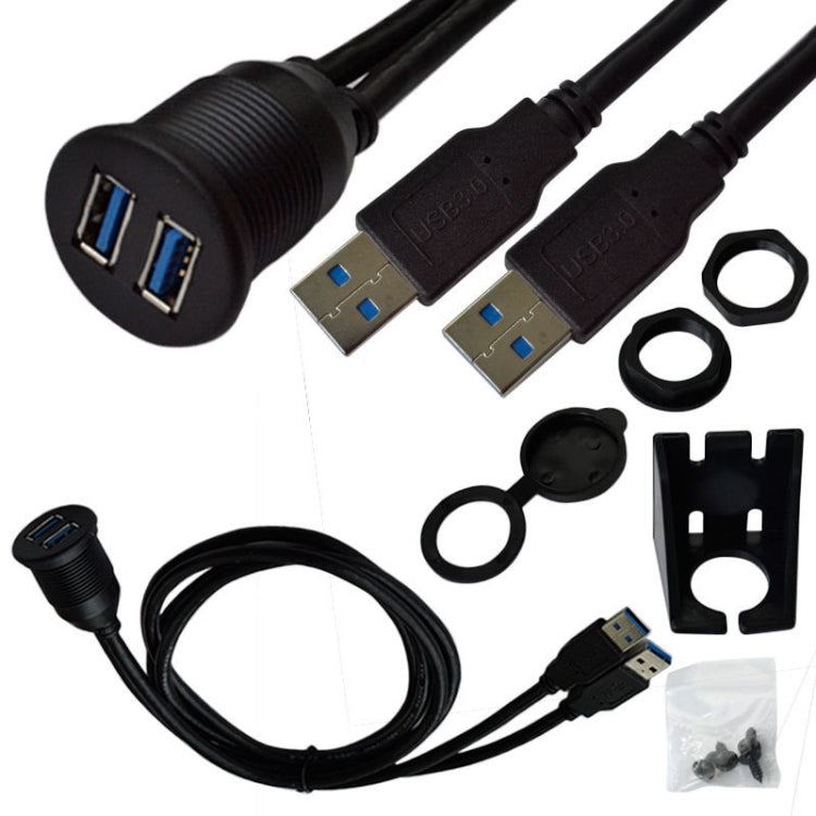 1m Flush Mount USB 3.0 Dock Car Ship Motorcycle Dashboard Panel Male to Female Data Waterproof Extension Cord