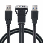 2m ABS Shell Flush Mount USB 3.0 Dock Car Ship Motorcycle Dashboard Panel Male to Female Data Waterproof Extension Cord — For Cable Length: 2m