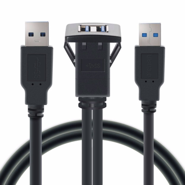 2m ABS Shell Flush Mount USB 3.0 Dock Car Ship Motorcycle Dashboard Panel Male to Female Data Waterproof Extension Cord — For Cable Length: 2m