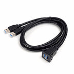 2m ABS Shell Flush Mount USB 3.0 Dock Car Ship Motorcycle Dashboard Panel Male to Female Data Waterproof Extension Cord — view 3