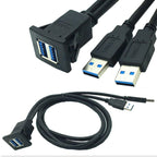 2m ABS Shell Flush Mount USB 3.0 Dock Car Ship Motorcycle Dashboard Panel Male to Female Data Waterproof Extension Cord — view 5