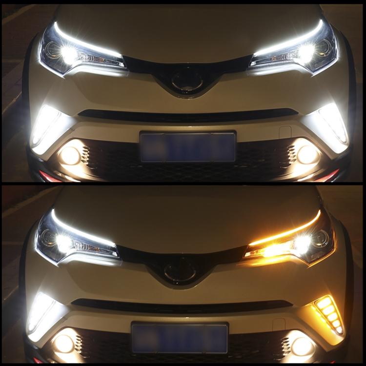 2 PCS 45cm DC12V 5W Ultra-thin Waterproof Car Auto Double Colors Turn Lights / Running Lights SMD-2835 LED Bulbs (Turn Lights: Yellow Light; Running Lights: Blue Light)