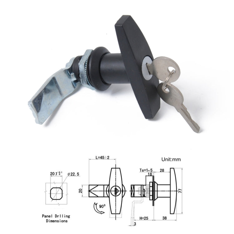 T Shape Handle Paddle Entry Door Latch & Keys Tool Box Lock for Trailer / Yacht / Truck