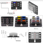 Fuse Box PC Terminal Block Fuse Holder Kits with LED Warning Indicator for Auto Car Truck Boat