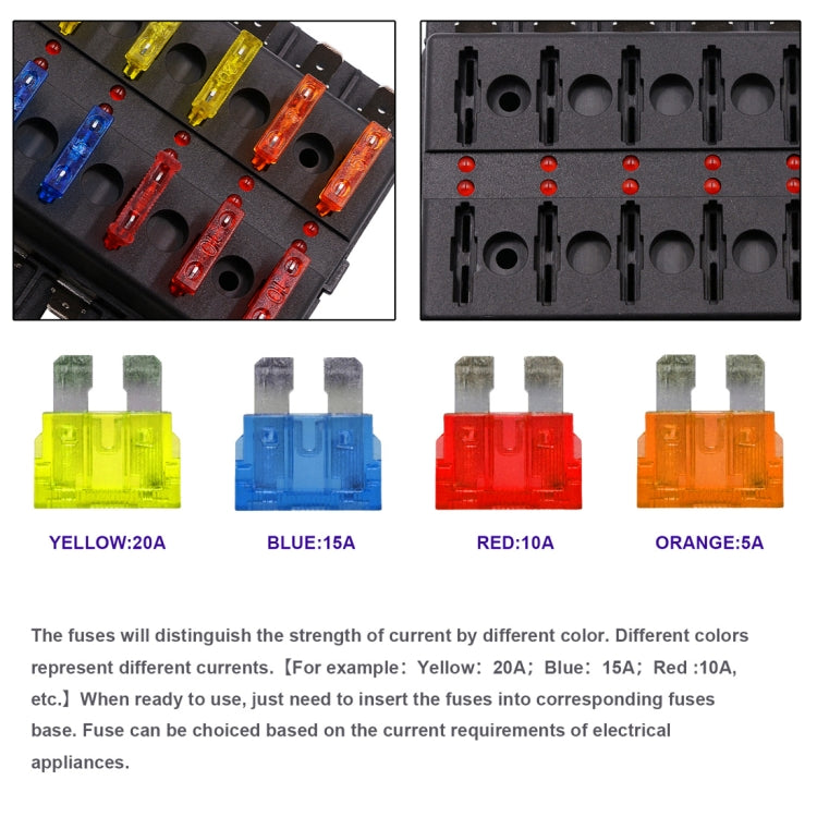 Fuse Box PC Terminal Block Fuse Holder Kits with LED Warning Indicator for Auto Car Truck Boat