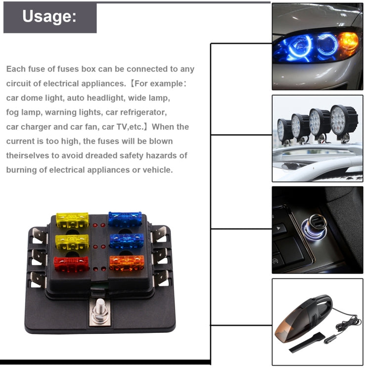 Fuse Box PC Terminal Block Fuse Holder Kits with LED Warning Indicator for Auto Car Truck Boat