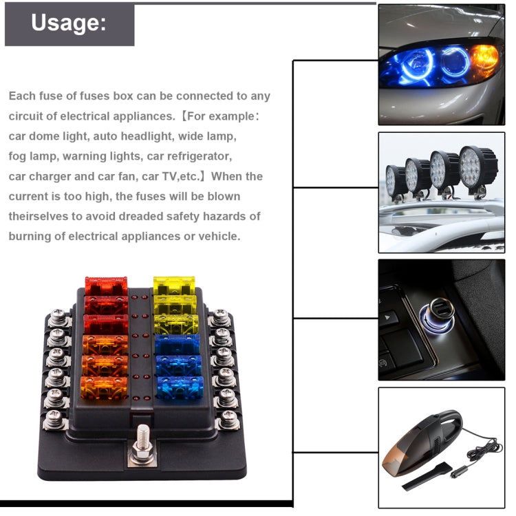 Fuse Box Screw Terminal Section Fuse Holder Kits with LED Warning Indicator for Auto Car Truck Boat