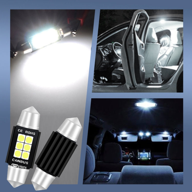 2 PCS 39mm DC12V-24V 3W 6000K 660LM 6LEDs SMD-3030 Car Reading Lamp / License Plate Light