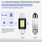 2 PCS 39mm DC12V-24V 3W 6000K 660LM 6LEDs SMD-3030 Car Reading Lamp / License Plate Light
