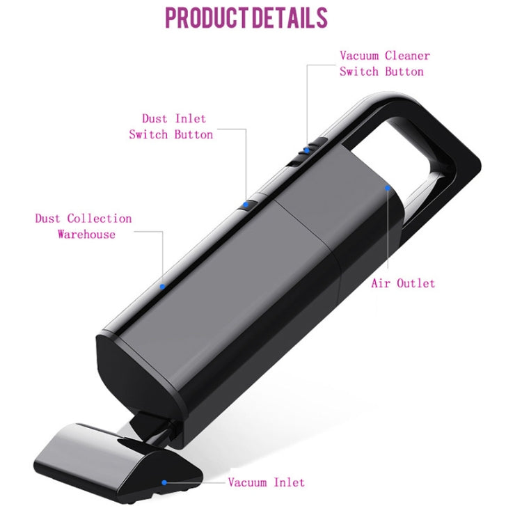 Car Portable Wireless 120W Handheld Powerful Vacuum Cleaner, Wireless (Black), Wireless (White) — Wireless (White)