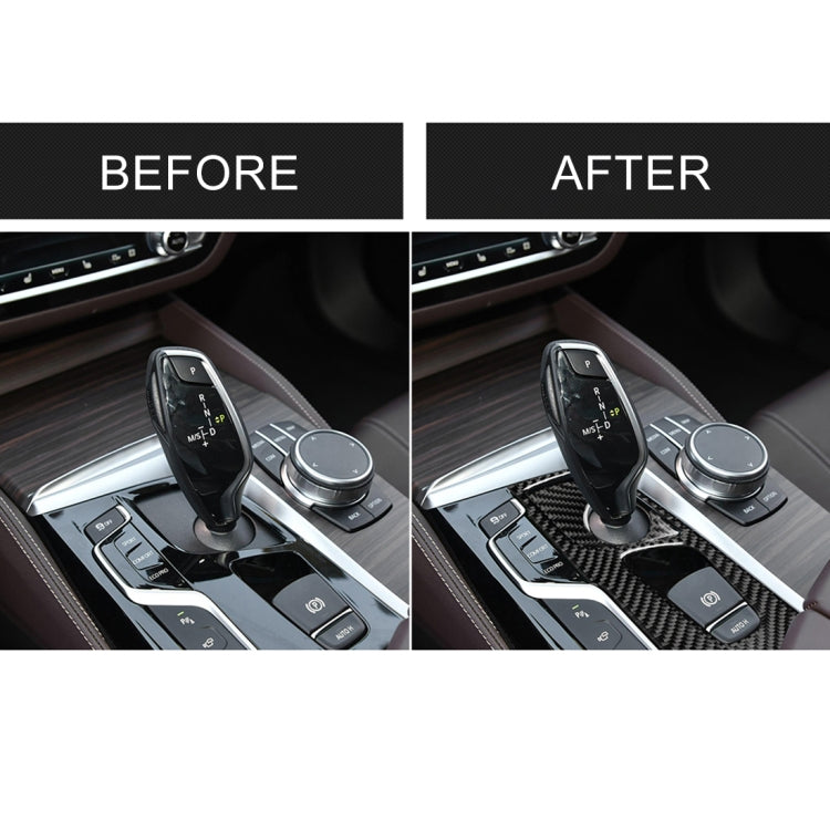 2 in 1 Car Carbon Fiber Gear Position Panel Decorative Sticker for BMW 5 Series G38 528Li / 530Li / 540Li 2018, Left Drive — view 7