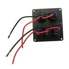 Multi-functional Combination Switch Panel 12V / 24V 3 Way Switches + Dual USB Charger for Car RV Marine Boat
