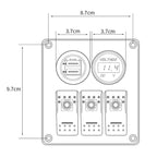 Multi-functional Combination Switch Panel 12V / 24V 3 Way Switches + Dual USB Charger for Car RV Marine Boat