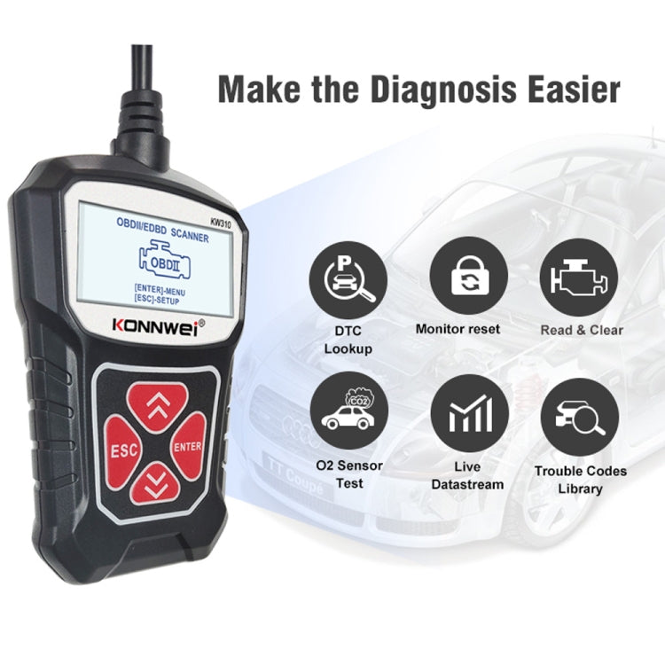 KONNWEI KW310 OBD Car Fault Detector Code Reader ELM327 OBD2 Scanner Diagnostic Tool — view 7