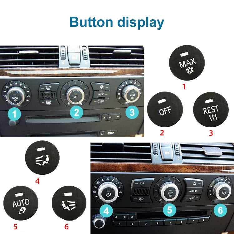 Car Air Conditioner Panel Switch Button RIGHT Key 6131 9250 196-1 for BMW E60 2003-2010, Left Driving