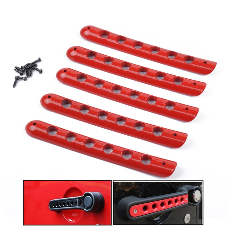 5 PCS Auto Handle Cover Door Aluminum Grab Handle Cover for Jeep Wrangler JK 4-Door 2007 -2017 — Red