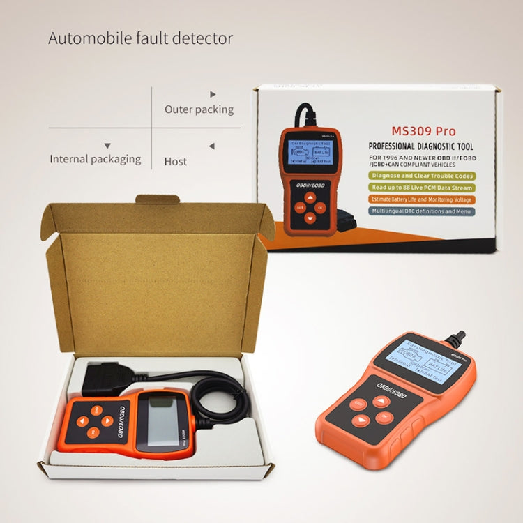 Car Fault Detector OBD2 EOBD Scanner Code Reader, MS309 Pro