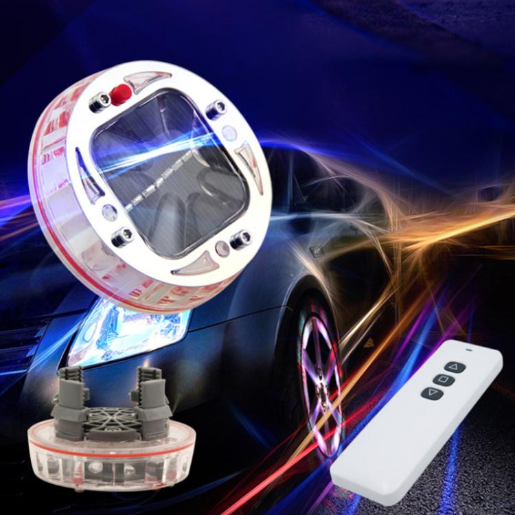 4 PCS Solar LED Car Tire Decoration Flashing Lights Colorful Wheels Hub Atmosphere Lights Infrared Remote Control