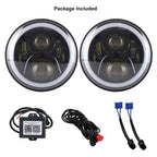 2 PCS 7 inch DC12V 6000K-6500K 50W Car LED Headlight Cree Lamp Beads for Jeep Wrangler / Harley, Support APP + Bluetooth Control