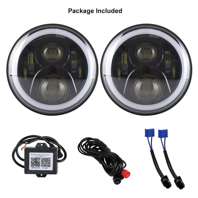 2 PCS 7 inch DC12V 6000K-6500K 50W Car LED Headlight Cree Lamp Beads for Jeep Wrangler / Harley, Support APP + Bluetooth Control