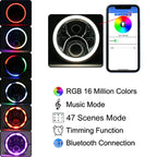 2 PCS 7 inch DC12V 6000K-6500K 50W Car LED Headlight Cree Lamp Beads for Jeep Wrangler / Harley, Support APP + Bluetooth Control