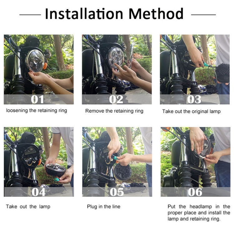 Round LED Motorcycle Headlight Modified Spotlight for Honda